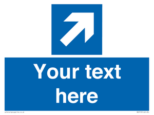 Custom Directional signage blue up right arrow 